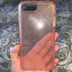 Clear & pink glitter Speck iPhone 8 case